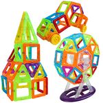 Toyshine 86 Pcs Plastic Magnetic Tiles Building Blocks Construction Set Educational Stacking Toys|Multicolor