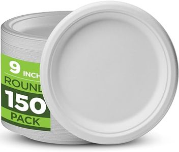 100% Compostable Paper Plates, 150 Pack Heavy Duty Biodegradable Disposable Plates - 9 Inch White Plates Made of Eco-Friendly, Natural Sugarcane Bagasse, Dinner Paper Plates