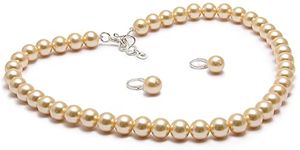 Taruna Biyani Off-White (Cream) Imitation Pearl 10mm Bead Size Strand Necklace Mala Set for Women (PS116)