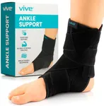 Vive Sprained Ankle Brace for Women, Men - Right or Left Compression Foot Immobilizer Support - Basketball, Volleyball Neoprene Stabilizer Wrap Protector - Tendonitis, Heel Spur, Running Feet Sprain