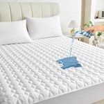 Waterproof Mattress Protector King Size, Premium Cooling Mattress Pad Mattress Protector for Hot Sleepers, Ultra Soft & Breathable Fitted Mattress Cover with 18” Deep Pocket