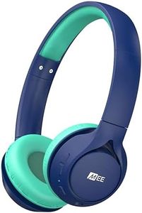 MEE audio KidJamz KJ45BT Children's Safe Listening Bluetooth Wireless Headphones with Volume Limiter & Microphone, Adjustable On-Ear Kids Headset for Online Learning/School/Travel/Tablet (Blue/Teal)