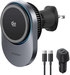 THREEKEY for Magnetic Car Mount Charger Lite,Qi2 25W Fast Charging with TEC Cooling Fan,Strong Magnetic Air Vent Car Holder for Commuters, Uber Drivers & Travelers,iPhone 17-12,65W Adapter Included