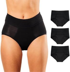 Bambody Absorbent High Waist, Period Underwear for Women and Teens - Comfy Fit - Smooth, Soft, Breathable, 3 Pack: Black, 1X