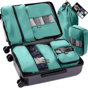 Gorilla Grip 6 Set Packing Cubes, Travel Essentials for Suitcases, Breathable Mesh Organizer Bags for Clothes Toiletries Shoes and Laundry Luggage and Backpack Carry On Airplane Accessories Turquoise