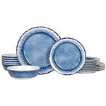 AELS Melamine Dinnerware Set of 18 Pcs Dinner Dishes Set, Lightweight Unbreakable for Indoor and Outdoor Use, BPA Free, Dishwasher Safe, Navy Blue