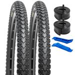 YUNSCM 2-PCS 26" Bike Tires 26x2.125/57-559 and 26" Bike Tubes Schrader Valve Compatible with Mountain/Off Road Bike 26x1.95 26x2.20 26x2.10 26 x 2.125 26x2.15 Bicycle Tires and Tubes (Y-689)