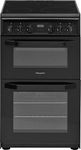 Hotpoint 50cm Double Oven Electric Cooker with Ceramic Hob - Black