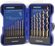 COMOWARE Cobalt Drill Bit Set- 15Pcs M35 High Speed Steel Twist Jobber Length for Hardened Metal, Stainless Steel, Cast Iron and Wood Plastic with Indexed Storage Case, 1/16"-3/8"