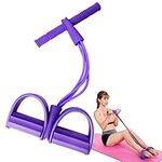 Feezi 4 Tubes Elastic Sit Up Pull Rope with Foot Pedal, Abdominal, Leg, Waist Exerciser for Home Gym Yoga, Fitness