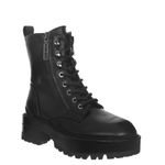 GUESS Women's Fearne Combat Boot, Black 967, 7.5