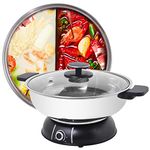 Little Raccoon Electric Hot Pot HS-160BU-30cm with Divider Shabu Hot Pot, 304 Stainless Steel, 1500W Dual-Sided Hot Pot, 5 Liters