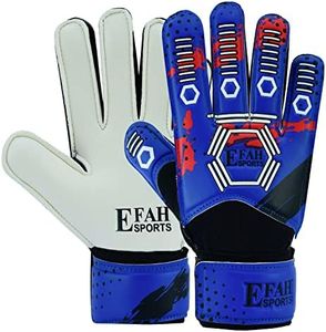 EFAH SPORTS Soccer Goalkeeper Gloves for Kids Boys Children Youth Football Goalie Gloves with Strong Grip Palms (Size 3, Blue/White)