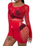 Buitifo Womens Lingerie Dress One Piece Babydoll Nightwear Party Clubwear Bodycon Mini Dresses (Red ZJD,M)