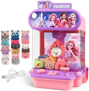 Claw Machine for Kids,Mini Vending Machines Girls Princess Toys,Candy Grabber Prize Dispenser Girl Toys, Electronic Arcade Game with 20 Mini Plush Toy for Party Easter Birthday Gifts (Princess-B)