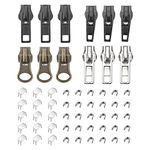 uxcell Zipper Repair Kits, 12Pcs #5 Zipper Pull & 30Pcs U-shaped Top Stop & 15 Pcs Bottom Lock Stop for Replacing Metal, Plastic, Nylon Zippers of Coats, Jackets