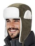Outddor Shaping Trapper Hat for Men Women Windproof Trooper Hat Ushanka Ear Flaps Warm Winter Outdoor Hats, Olive Branch, One size
