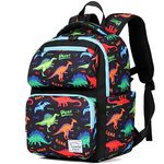 Toddler Backpack for Boys,Vaschy Kids Cute Kindergarten Daycare Children 7L Small Backpack Bookbag for School Travel Dinosaur Black