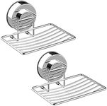 Top-spring Soap Dish Holder, Stainless Steel Soap Basket with Strong Suction Cup Holder for Bathroom, Shower, Kitchen, Sinks