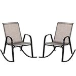 COSTWAY Garden Rocking Chairs Set of 2, Ergonomic Outdoor Rocking Armchairs Relax Porch Rocker, Metal Frame Patio Rocking Seat Deck Chairs for Balcony, Lawn, Backyard and Poolside (2PCS)