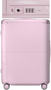 July Checked with CaseSafe - 24.5" Trackable TSA Lock Airline Approved Check In Luggage with Wheels, Spinner Suitcase for Men & Women - Rolling Suitcase, Spinner Wheels, Y-Strap - Blush Pink