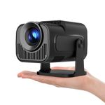 Alwtniet Wifi6 Bt 5.0 Mini Smart Full HD 1080P Android 11 Projector - Support 4K Outdoor, 390 ANSI 10000 Lumens, 180° Rotating for Cellphone/Notebook/TV Stick, Black