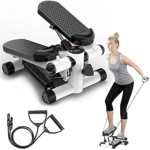 Joxir Steppers for Exercise at Home, Mini Stepper with Resistance Bands, Hydraulic Fitness Stepper Exercise Home Workout Equipment for Full Body Workout, 360lbs Weight Capacity