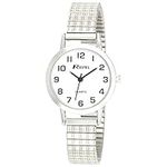 Ravel - Women's Traditional Watch with Clear Numeral Dial on Expander Bracelet - Silver Tone