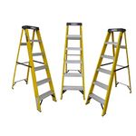 LADDERMAN 5 Step Trade FRP Self Supported Folding Type Electrical Shock Proof Fiber Glass Safety Ladder (Yellow)