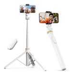 Sensyne 72" Phone Tripod, Extendable Tripod for iPhone & Selfie Stick with Detachable Phone Holder & Wireless Remote, iPhone Tripod Compatible with All Cell Phones, Camera（White）