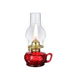 DNRVK Vintage Red Kerosene Lamp with Handle Large Color Glass Oil Lamps for Indoor Use Decorative Indoor Oil Lamp Hurricane Lamp Lantern for Tabletop Decor Emergency Lighting