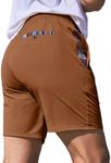 JMIERR Shorts Men Casual Drawstring Summer Quick Dry Beach Stretch Waist Workout Gym Running Athletic Shorts with Pockets 5 Inch Inseam, M, 5" Chestnut