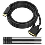 DisplayPort to DVI Cable 20 FT, DP to DVI-D Adapter Cord, Display Port to DVI Male to Male Converter Cable, Gold-Plated, 1080P@60Hz, for PC, Desktop, Laptop, HDTV, Projector, Monitor, with 25 Ties