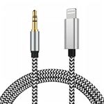 Apple MFi Certified Aux Cord for iPhone, 3.3FT Lightning to 3.5mm Audio Jack Adapter, Lightning to Aux Cable for Car Home Stereo/Speaker/Headphone Compatible with iPhone 14 13 12 11 XS XR X 8, Silver