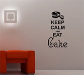 CVANU Keep Calm and Eat Cake Vinyl Wall Stiker (Black)