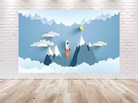 5x3FT Space Backdrop for Birthday Party Decorations Rocket Planets Background for Birthday, Baby Shower Photo Banner