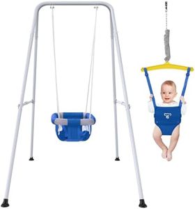 2 in 1 Baby Jumper with Swing - Indoor and Outdoor Use, Toddler Swing with Foldable Stand (Blue)