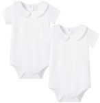 pureborn Baby Girls Romper Bodysuits 2-Pack Soft Cotton One-Piece Outfit for Infant Girls 9-12 Months