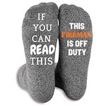 Funny Socks - If You Can Read This, This Fireman Is Off Duty Socks, FireFighter Gifts, Fireman Gifts,Novelty Socks For Men, Gifts for Men, Black, One Size