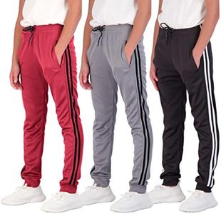 3 Pack Boys Girls Youth Active Teen Mesh Boy Sweatpants Joggers Running Basketball School Track Pants Athletic Workout Gym Apparel Training Jogger Fit Kid Clothing Casual Pockets - Set 10,L(14-16)