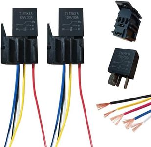 Tierxialqt 5 pin 12v 30A Automotive Relay with Harness 2Pack Manual Relay 12 Volt Relay Replacement Electrical System Starter Relays 5Pin Relay kit 12V 30A SPST 5Pin Wire Socket Plug Harness