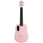 LAVA U Concert Ukulele for Kids and Adults 26” Carbon Fibre Soprano Ukulele Electro Acoustic Ukelele Beginners Kit with Trendy Case Picks and Charging Cable, Sparkle Pink