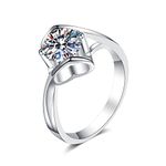 Epinki Promise Rings Sterling Silver Women Solitaire Heart 4mm Cubic Zirconia Bands Rings Size N 1/2