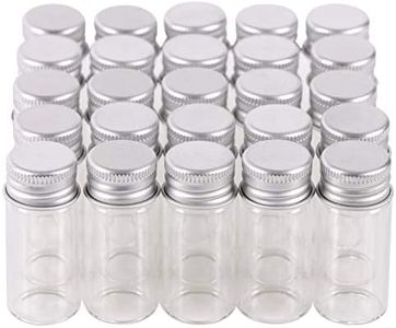 MaxMau 100 10ml Vials Small Mini Tiny Glass Bottles Clear Empty Jars with Aluminum Top Screw Lids Message Sample Bottle Wedding Favors Decorations DIY Jewelry Accessories Liquid Hold Storage