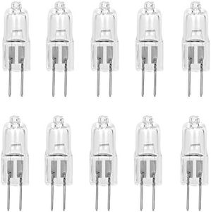 10 Pack CRYSTAL CLEAR LENSE 10 Watt AC DC 12V Capsule T3 Light Bulb Replacement JC G4 2 Pin Base Halogen Kitchen Table Pendant Lamp 12 Volt 10W Bi-Pin Warm Clear Bright White Landscape Desk Lighting