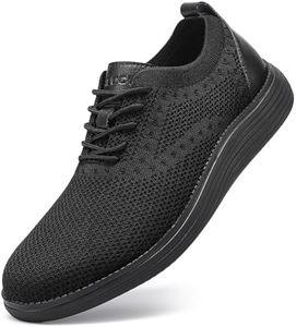 Wide Shoes for Mens Casual Dress Sneakers Business Oxfords Mesh Breathable Walking Shoes Tennis Comfortable Wide Width All Black EU43