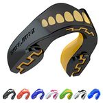 SAFEJAWZ Mouthguard Strapless Slim Fit, Adults and Junior with Case for Boxing, Basketball, Football, MMA, Martial Arts, Hockey and All Contact Sports (Adult (12+ Years), Goldie)