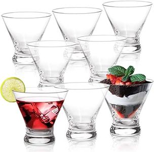 DEAYOU 8 Pack Stemless Martini Glasses Set, 8 OZ Shrimp Cocktail Glasses with Heavy Base, Crystal Cosmopolitan Bar Glasses, Manhattan Glass for Gimlet, Margarita, Drink, Juice, Party, Gift