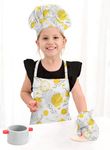 Oasis Home Collection cotton Printed Kids Apron with Chef Cap/Hat & Glove Sets (Yellow Summer)