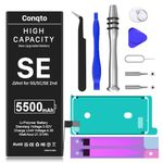 [5500mAh] Battery for iPhone SE, 2024 New Upgrade Conqto Utra-High Capacity 0 Cycle Battery Replacement for iPhone SE Models A1662, A1723, A1724 with Full Set Professional Repair Tools Kits